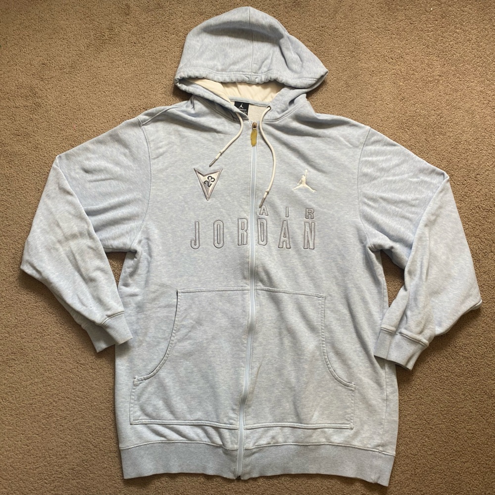 Nike Air Jordan Men’s Powder Blue Retro Zip Jacket Hoodie Size Large